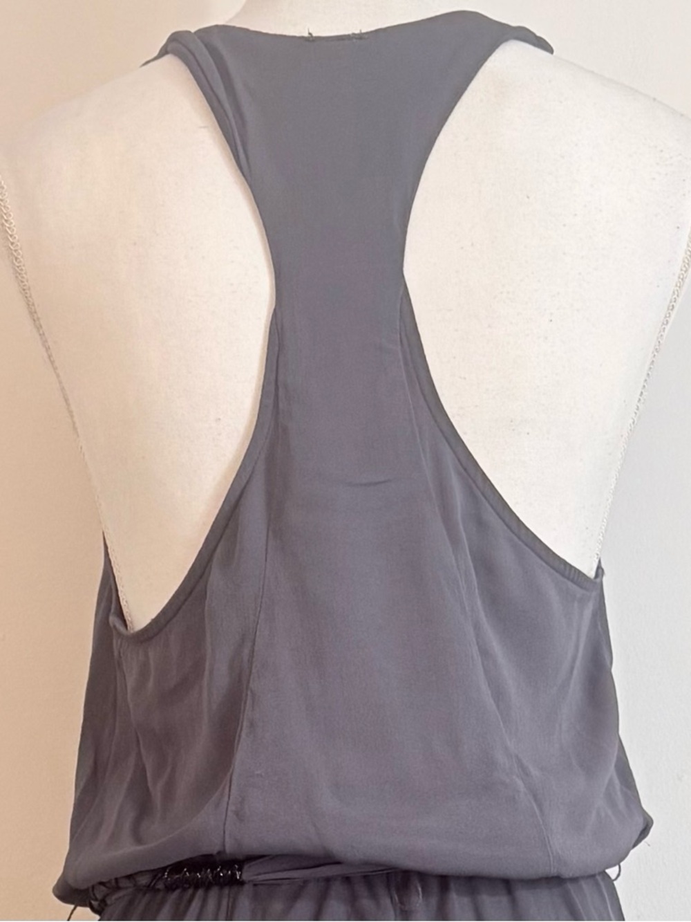 Free People Blue Gray Jumpsuit Sleeveless Button Front Tie Waist Boho Size XS - Picture 5 of 15